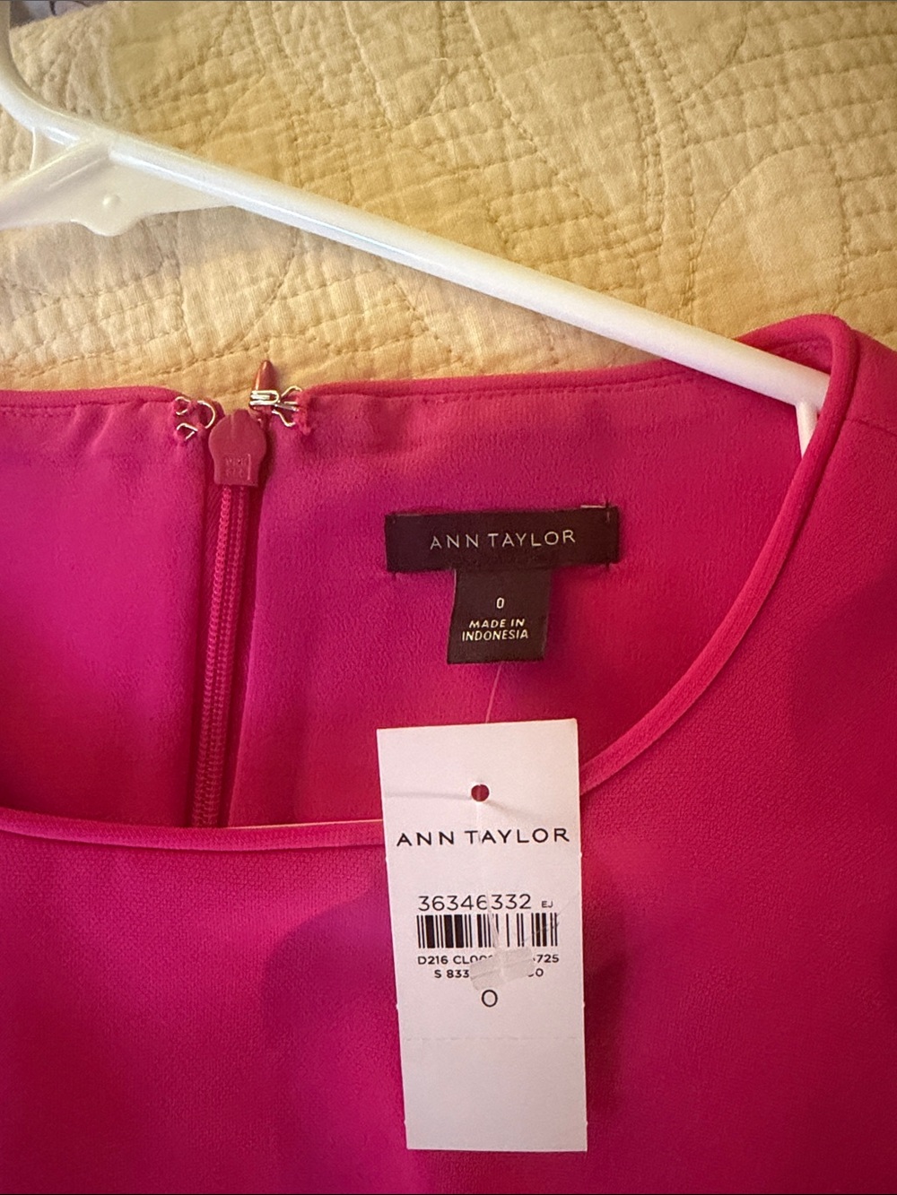 Ann Taylor Hot Pink Short-Sleeve Midi Fit-and-Flare Dress - Picture 3 of 4